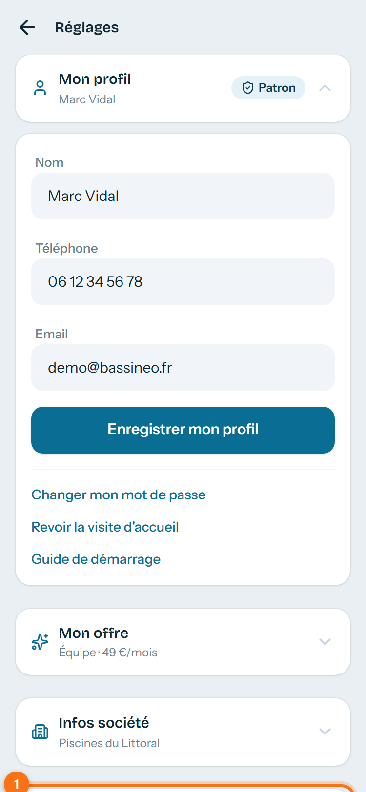 Réglages → Catalogue.