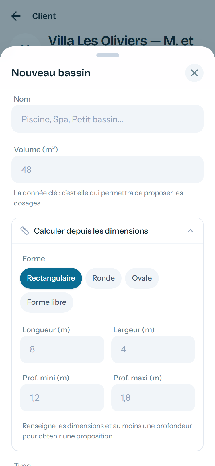 Le calculateur, si vous ne connaissez que les dimensions.