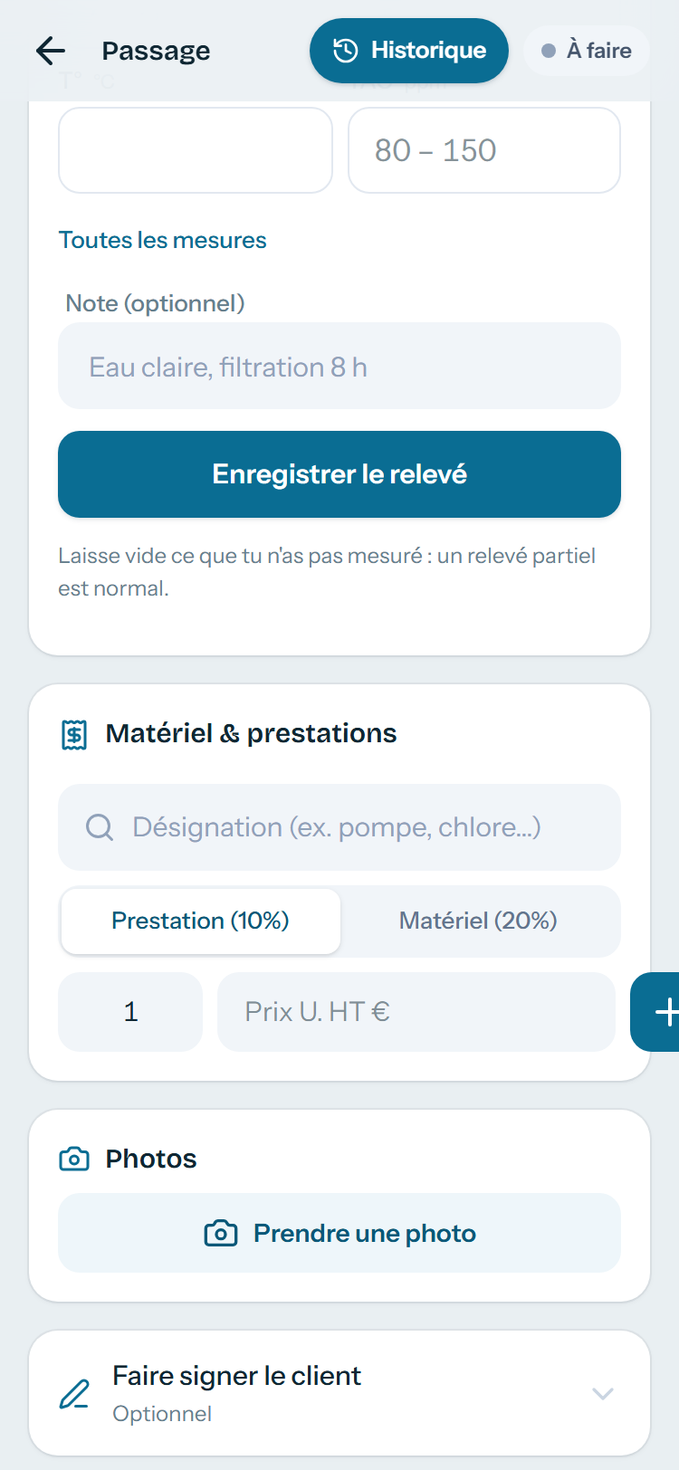 Matériel et prestations : la désignation vient du catalogue, le prix suit.