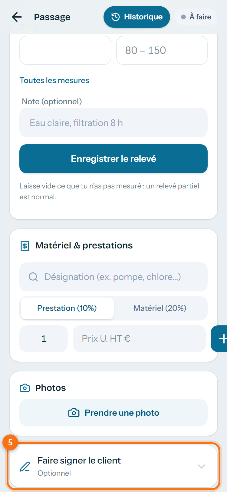 La signature du client, repliée : elle est facultative.